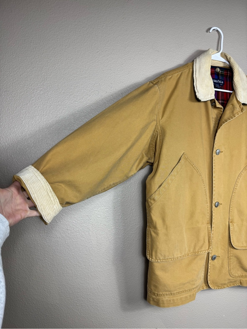 Vintage Y2K Nautica Barn Field Canvas Full Zip Wool Plaid Blanket Liner Coat E - Picture 3 of 13